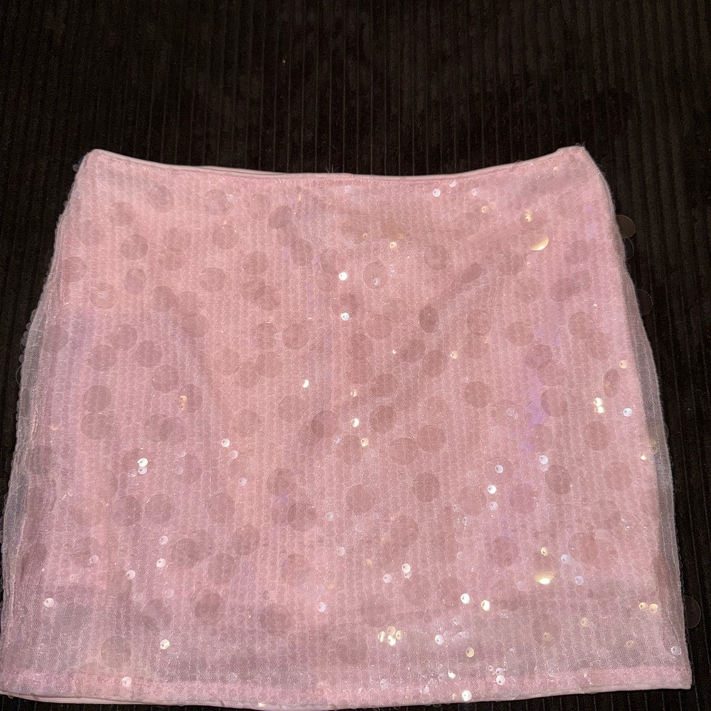Pink Sequin Mini Skirt